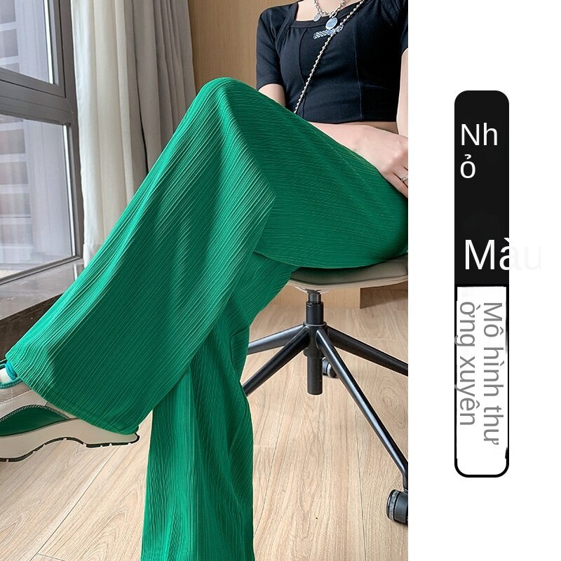 [Bánh Xe Lớn❤️Quần Dài Vải Chiffon Ống Rộng Lưng Cao Thời Trang Xuân Thu Cho Nữ