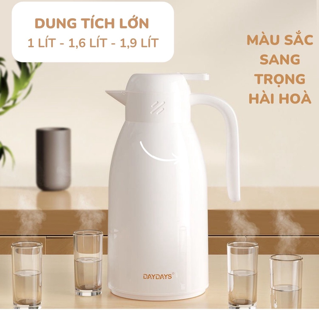 Phích nước nóng giữ nhiệt pha trà cao cấp 1 lít 2 lít, bình nước Daydays K-House Smart