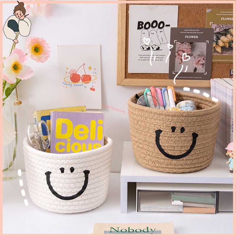 Giỏ đựng đồ trang điểm để bàn hình mặt cười hoạt hình