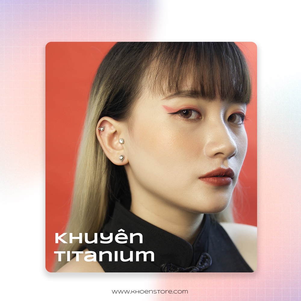 Khuyên Đá Tròn hoa văn - Titanium G23 - Khoen Store