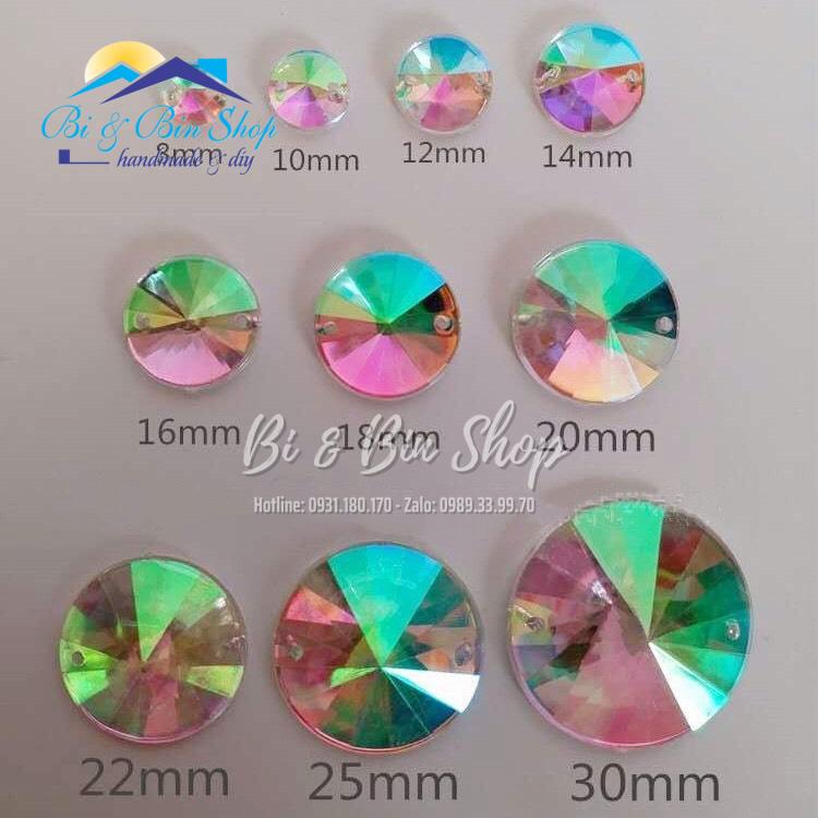 50 Viên Đá Kiếng Tròn 8mm Đính Kết Trang Phục Thời Trang, Làm Phụ Kiện Handmade