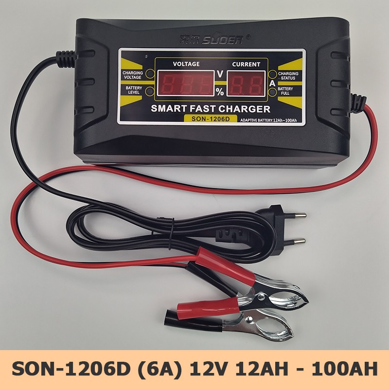 Sạc ắc quy Suoer 12V SON-1210D+ (20ah - 150ah) SON-1206D (12ah - 100ah) công nghệ sạc nhanh thông minh tự ngắt