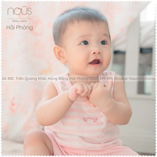 Nous Bộ Ba Lỗ Kẻ Hồng Trắng (Size Từ 6-9 Tháng Đến 18-24 Tháng)