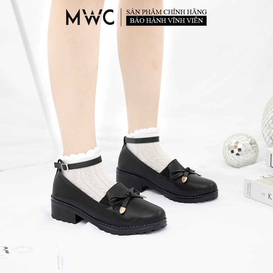 Giày MWC 9605 - Giày Oxford Đế 3CM, Oxford Da Đính Nơ Quai Cài Phong Cách Ulzzang Hàn Quốc