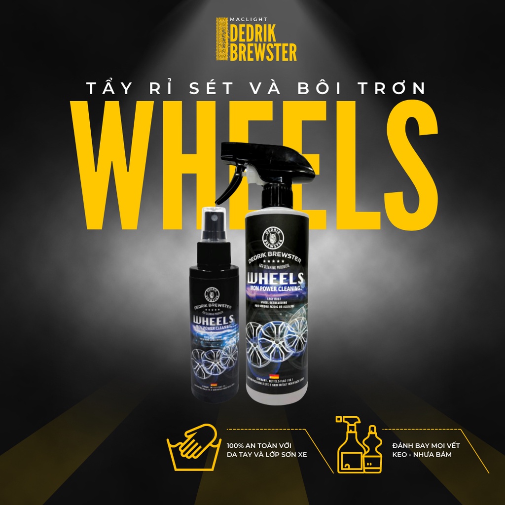 Dung Dịch Tẩy Rỉ Sét Kim Loại Bảo Dưỡng Mâm Xe WHEELS DEDRIK BREWSTER - Không Axít, Độc Tố 120ML/500ML