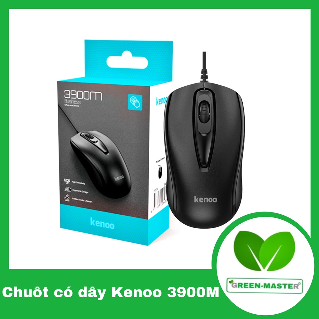 Chuột quang có dây Kenoo 3900M cổng usb 2.0 cho máy tính, laptop, màu đen , bảo hành 24 tháng chính hãng