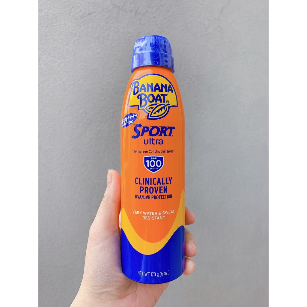 Bình xịt chống nắng Banana Boat Sport thể thao SPF100 170g PA++++ date 5/2024