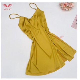 Váy ngủ 2 dây lụa cao câp xẻ tà