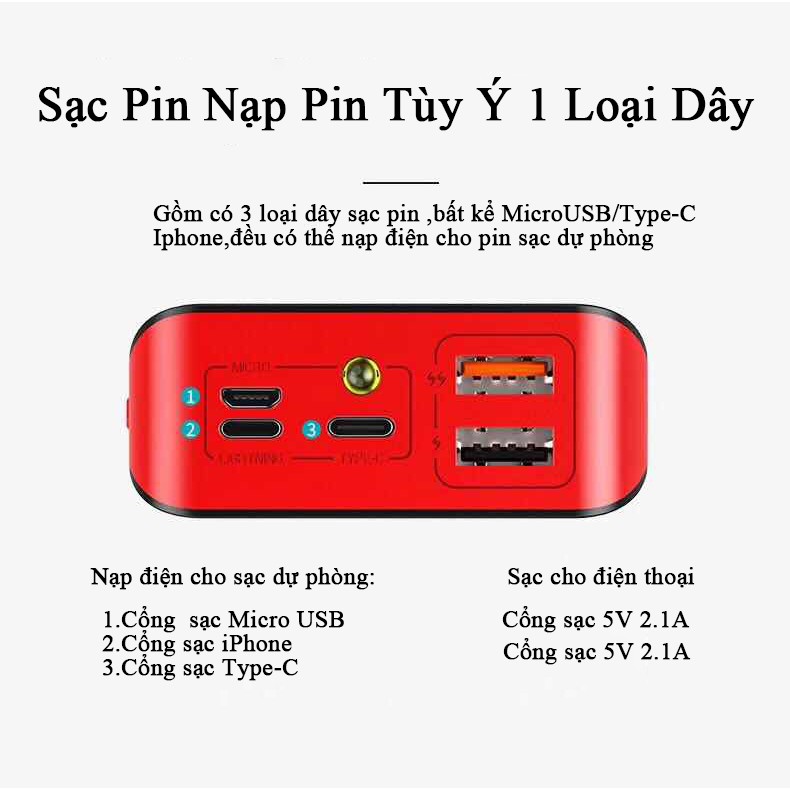 Sạc dự phòng, Pin sạc dự phòng YM175 35000mAh Dung lượng lớn kích thước nhỏ gọn có dây treo tiện nghi đem theo