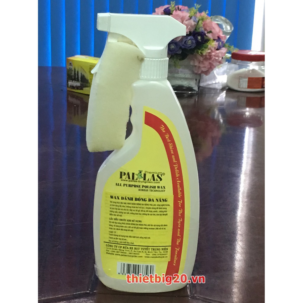 Chai xịt đánh bóng đa năng(đánh lốp,nhựa,nội thất,sofa,ghế...) Pallas 700ml