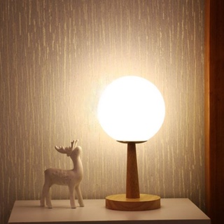 [ĐỒNG GIÁ 199K_ĐÈN NGỦ GỖ BÓNG CẦU DECOR] Đế gỗ - Bóng cầu thủy tinh mờ cao cấp - Điều chỉnh độ sáng - Hẹn giờ