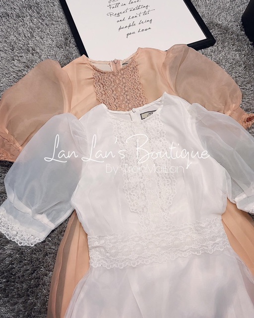 Đầm tơ phối ren sang chảnh có ảnh thật