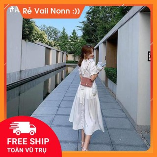 [NEW]DAMDUTIEC  Đầm trắng phi xẻ tà thắt eo