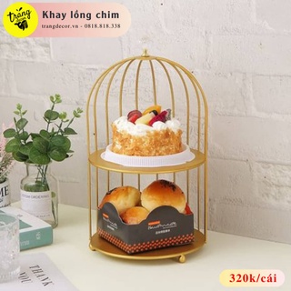 Khay lông chim để bàn mạ vàng