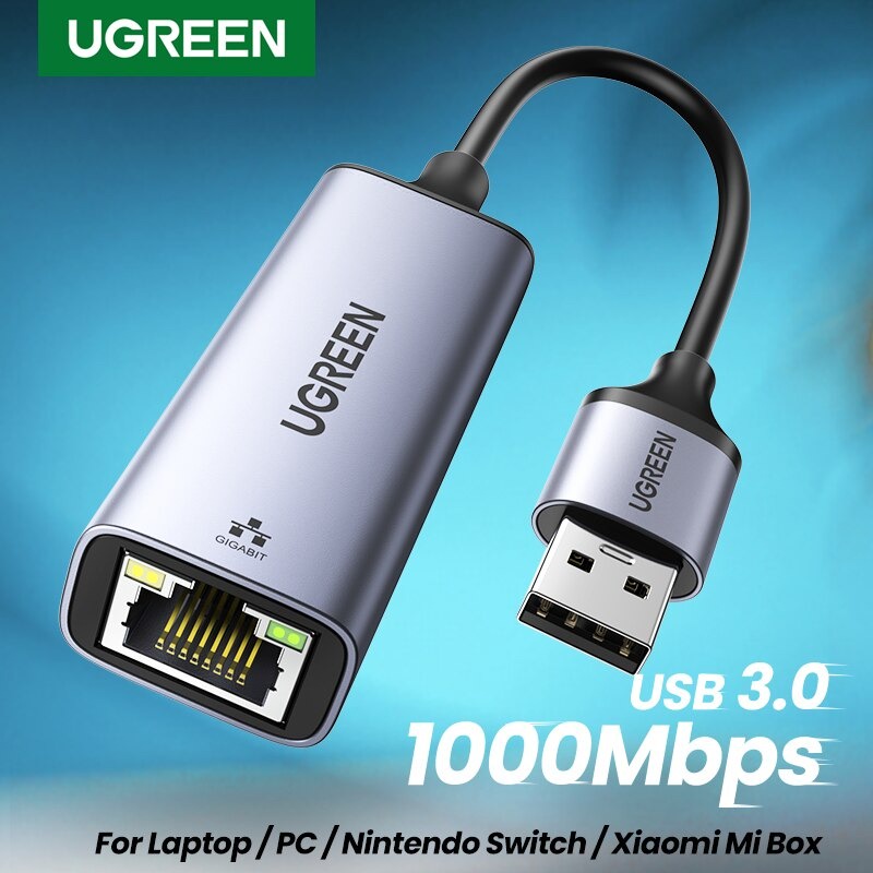 Cáp chuyển USB 3.0 to Lan Vỏ Nhôm hỗ trợ 10/100/1000Mbps chính hãng Ugreen 50922