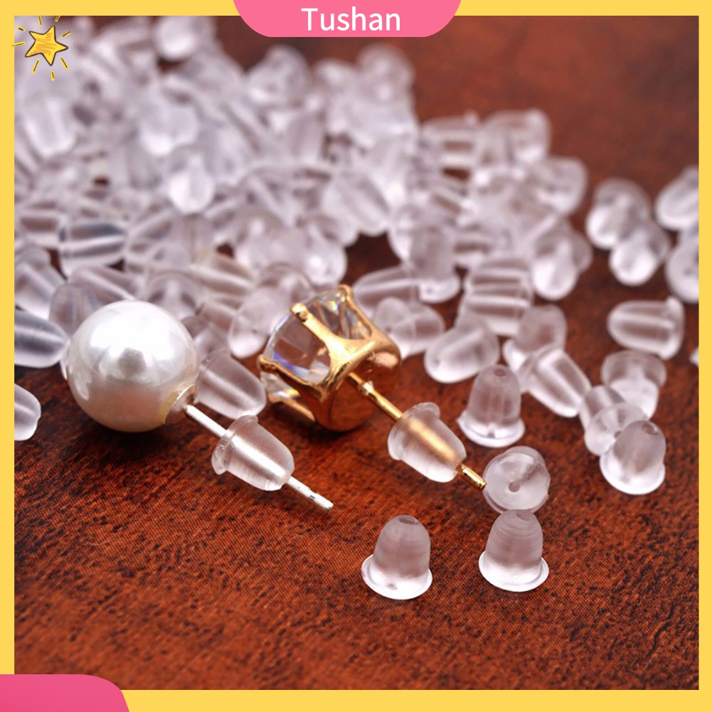 Set 100 Nút Chặn Bông Tai Bằng Nhựa Mềm Trong Suốt