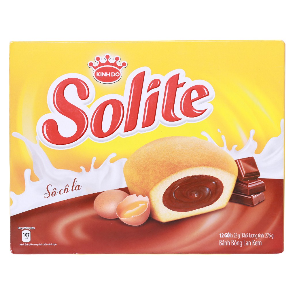 Bánh bông lan kem socola Solite hộp 276g (12 cái)