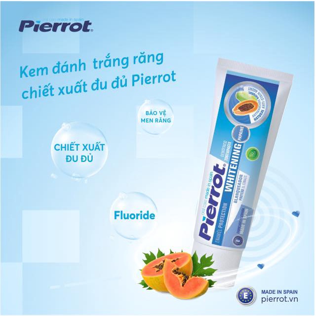 Combo 3 Kem Đánh Răng Làm Trắng Răng PIERROT, Bảo Vệ Men Răng Chiết Xuất Đu Đủ 75ml/Tuýp