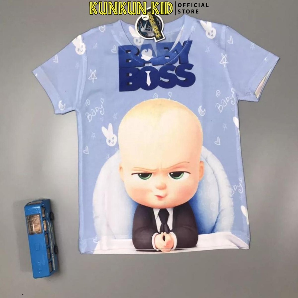 Đồ bộ thun lạnh tay ngắn in 3d cho bé trai hình baby boss size đại từ 10kg-40kg Kunkun Kid TP016