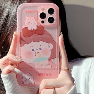 Ốp Điện Thoại Silicon Mềm Trong Suốt Có Giá Đỡ Hình Gấu Cho iPhone 13 12 11 Pro MAX X XR XS MAX 7 8 Plus