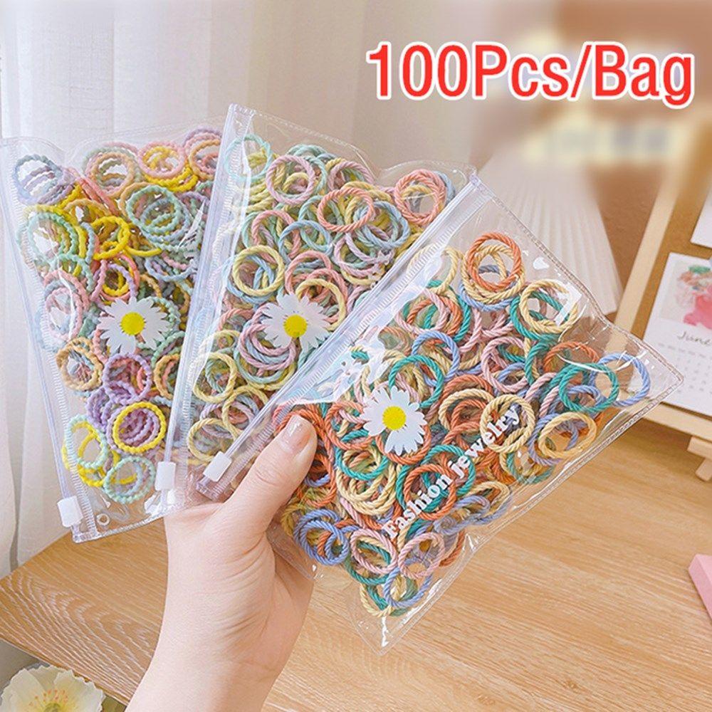 Set 100 Dây Buộc Tóc Đuôi Ngựa Màu Trơn