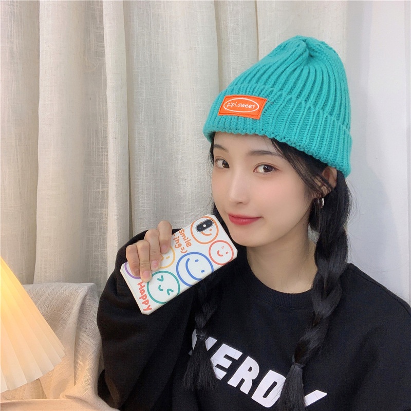 Mũ len mềm mại in chữ thời trang Hàn Quốc dành cho nữ