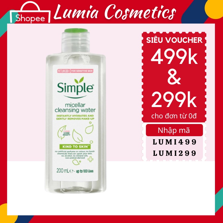 Nước Tẩy Trang Lành Tính Simple Dành Cho Da Dầu Mụn Nhạy Cảm, Da Khô, Dịu Nhẹ 200ML | BigBuy360 - bigbuy360.vn