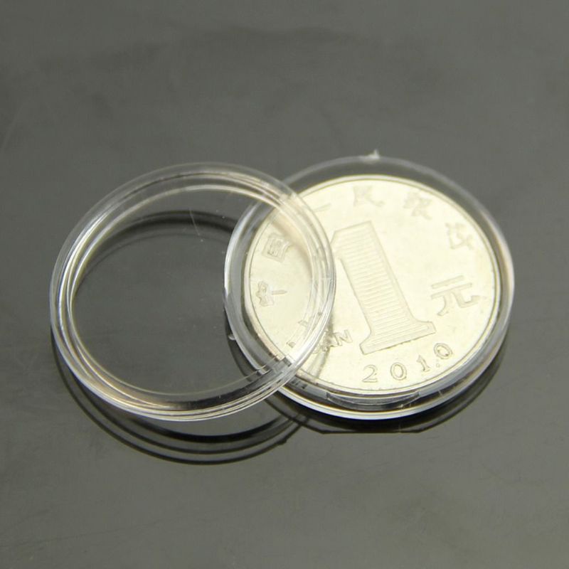 Set 10 Hộp Tròn Trong Suốt Đựng Tiền Xu 25mm