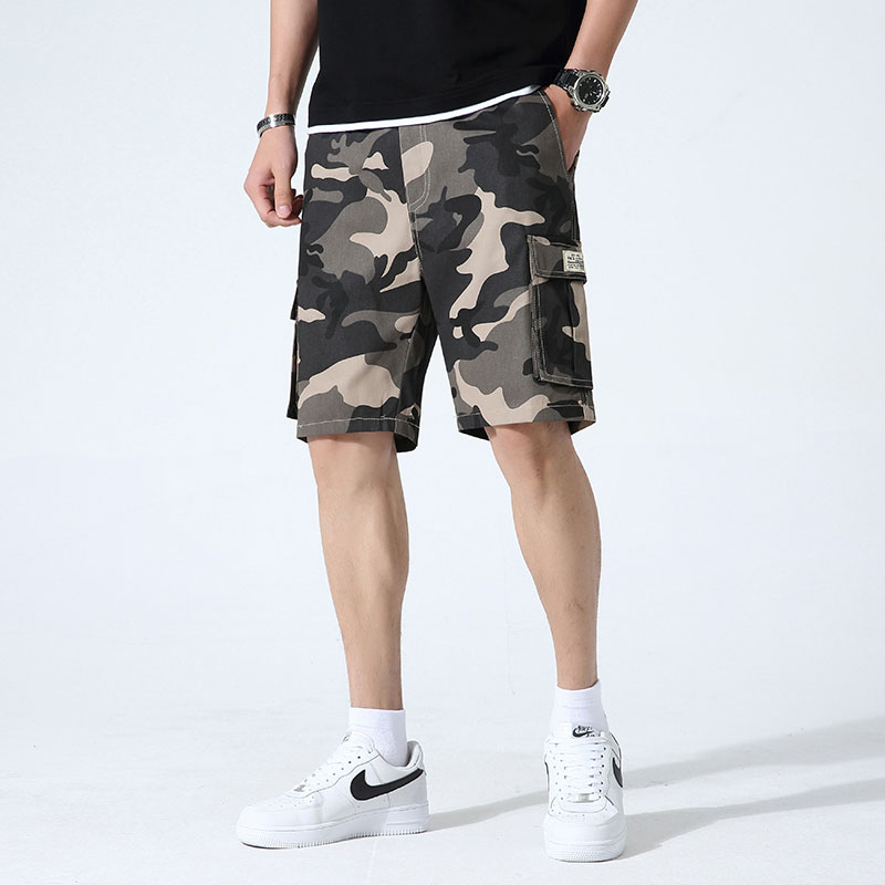 100% Cotton Men Cargo Short Pants Fashion Khaki Shorts Casual Cargo Pants Summer Beach Shorts Sports Shorts Cropped Shorts Drawstring Shorts