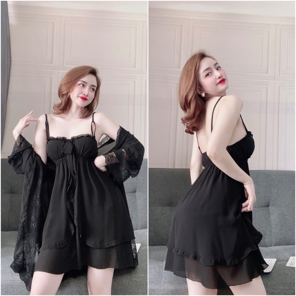 Váy Ngủ Nữ SOJUN Vải Lụa Chiffon size 45 -65kg