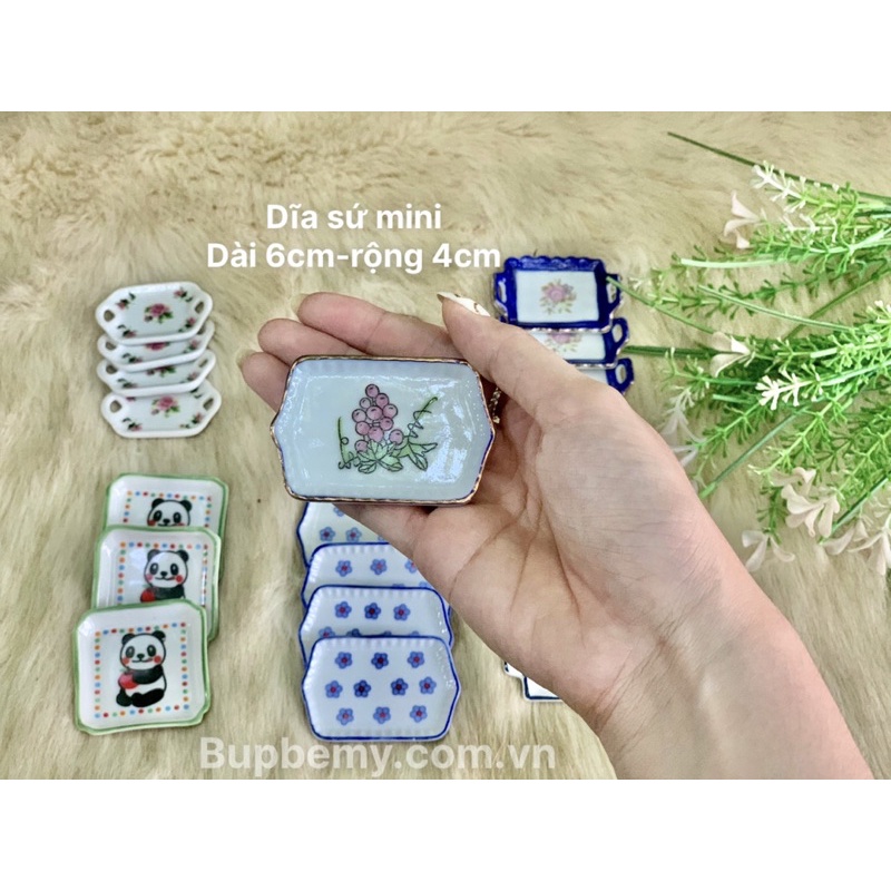 Dĩa sứ mini cho nhà búp bê, đồ chơi mini xinh xắn giá rẻ trang trí nhà búp bê.
