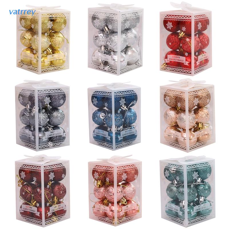 Set 12 quả châu 4cm nhiều màu sắc dùng để trang trí cây thông giáng sinh