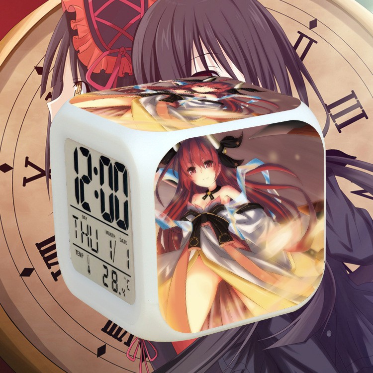 (nhiều mẫu) Đồng hồ báo thức để bàn IN HÌNH Date a Live anime chibi tiện lợi đèn LED đổi màu