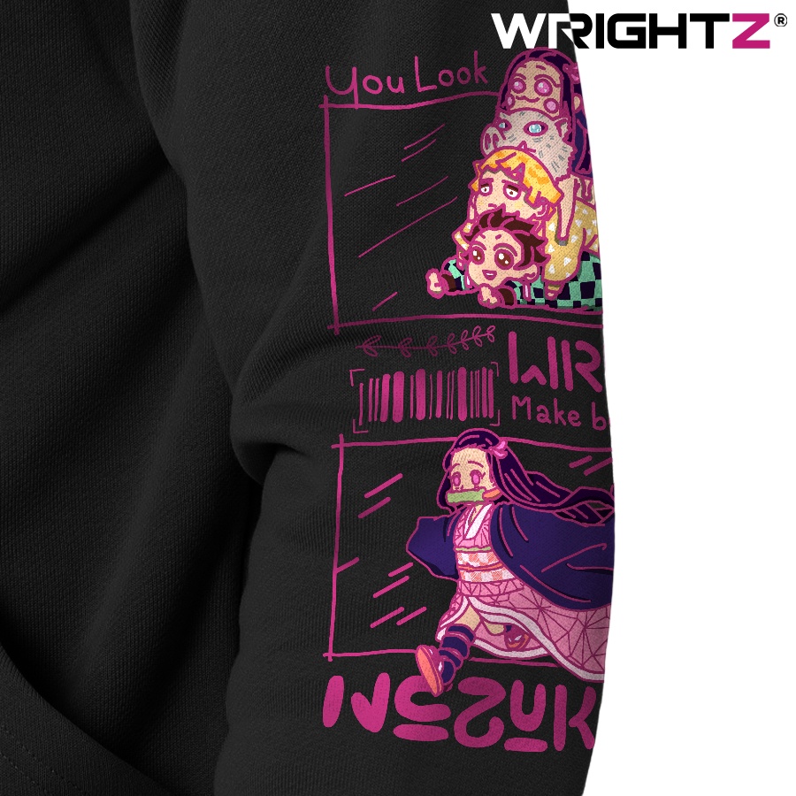 Áo hoodie Wrightz anime Nezuko Kamado demon slayer thanh gươm diệt quỷ over size