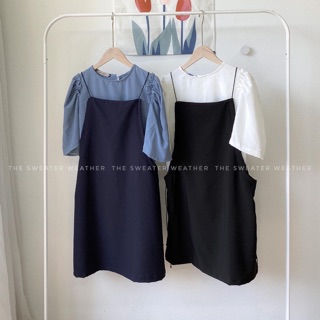 Set yếm ngắn áo vai bèo (ảnh thật)