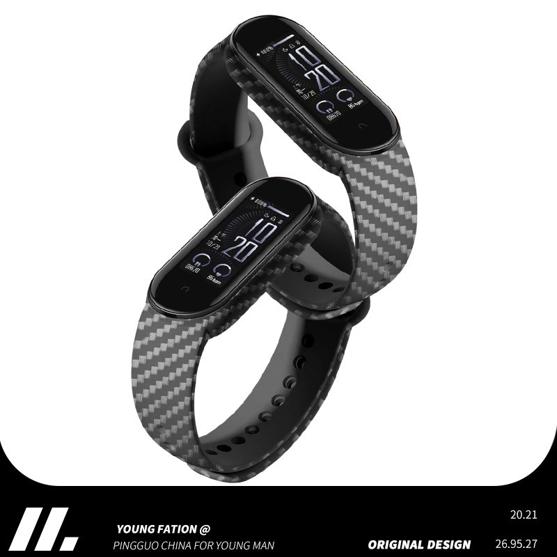 Dây Đeo Cổ Tay Thể Thao Thay Thế Bằng Sợi Carbon Cho Xiaomi Band 6 5 4 3