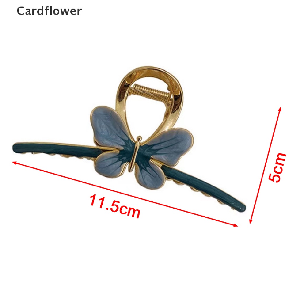 &lt; Cardflower &gt; Kẹp Tóc Càng Cua Cỡ Lớn Hình Bướm Màu Vàng Đồng Vintage Hàn Quốc Sang Trọng Cho Nữ