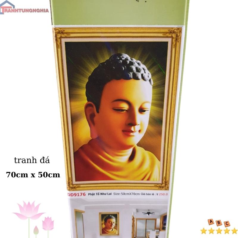 Tranh đính đá, tranh thêu chữ thập phật tổ 70cm x 50cm