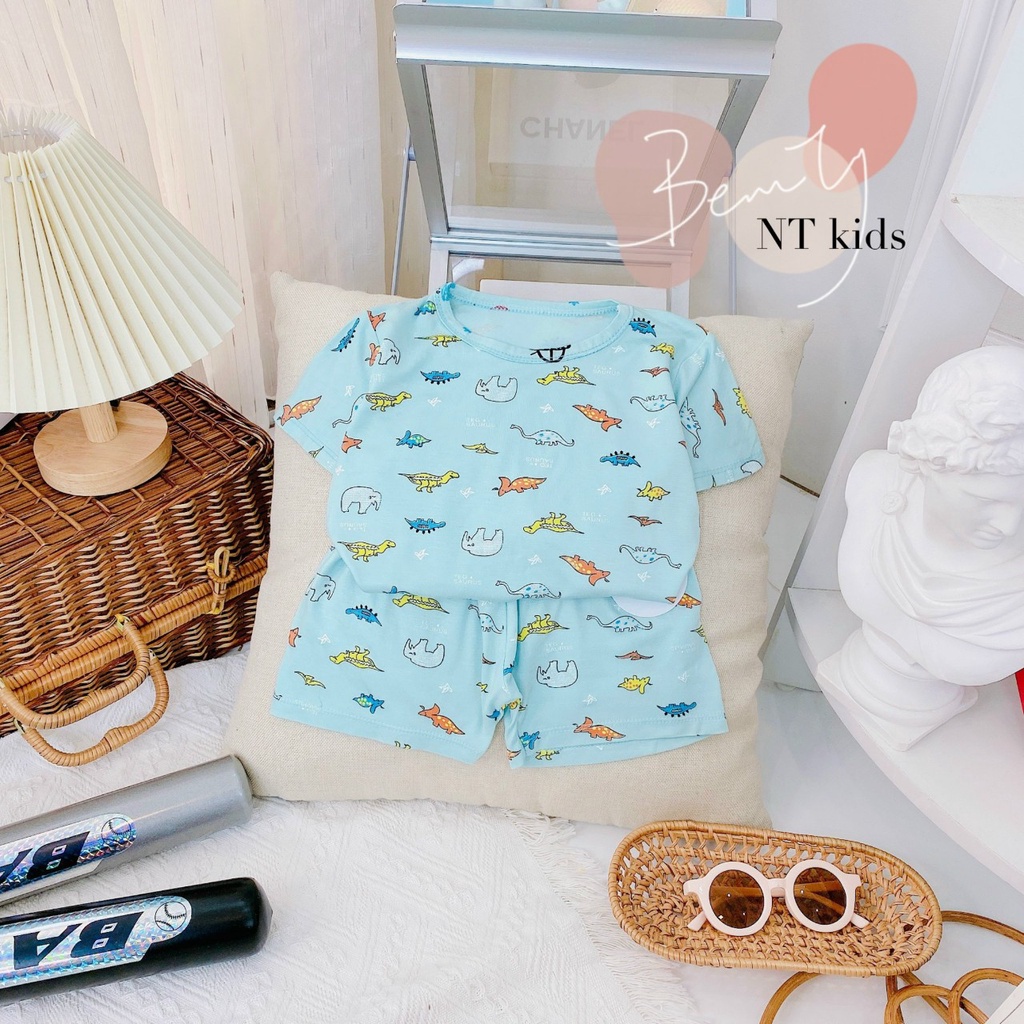 Bộ Cộc Tay MINKY MOM Vải Thun Lạnh Mềm Mịn, Họa Tiết In Tràn Thân Cho Bé Trai Từ 7 – 17kg