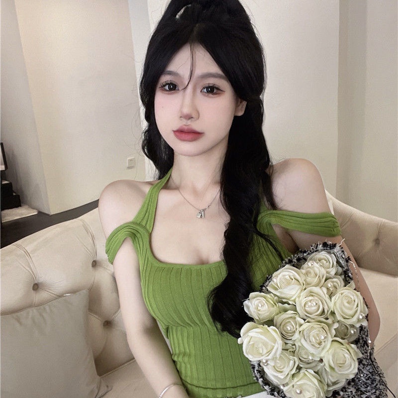 Áo Hai Dây Dệt Kim Hở Vai Mùa Hè Phong Cách Mới Cho Nữ