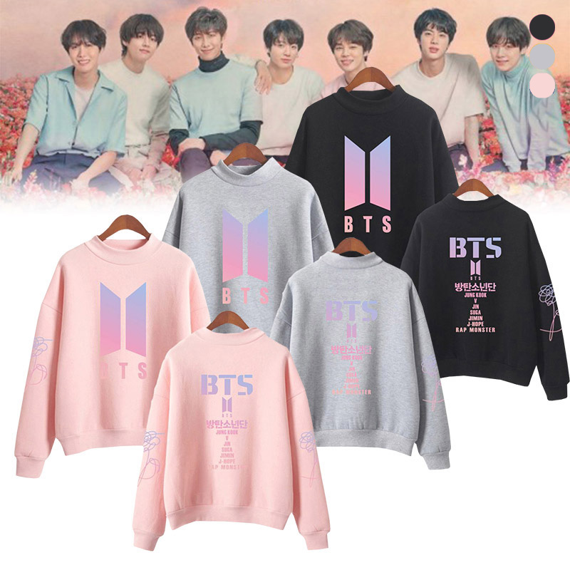 Áo Hoodie Cổ Lọ In Họa Tiết Hoạt Hình Bt21 A.M.R.Y.