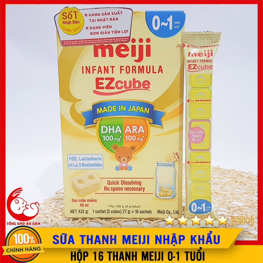 [Mã SKAMLTSM9 giảm 10% đơn 99K] [HỘP 16 THANH SỮA] Meiji Thanh 27g - Sữa Thanh Meiji Số 0-1 Nhập Khẩu Nhật