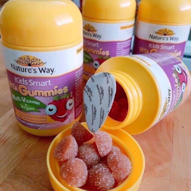 Kẹo dẻo vị dâu bổ sung rau củ quả cho bé Nature’s Kid Smart Vit Gummies