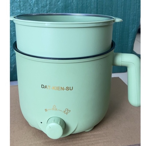 Nồi Lẩu Điện Mini, Nấu Mì 2 Tầng Kèm Giá Hấp Đa Năng Nướng, Luộc, Chiên Chống Dính Vấn Đá Tiện Lợi, Ca nấu mì mẫu mới