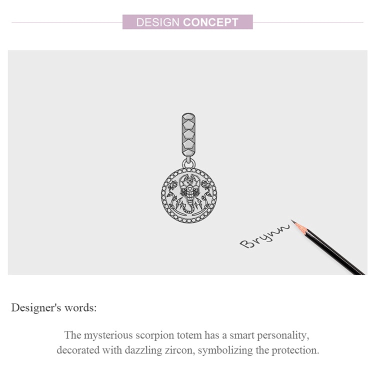 Mặt Nữ Trang Bamoer SCC1503 Chất Liệu Bạc 925 Hình Bọ Cạp Cho Vòng Đeo Tay Độc Đáo