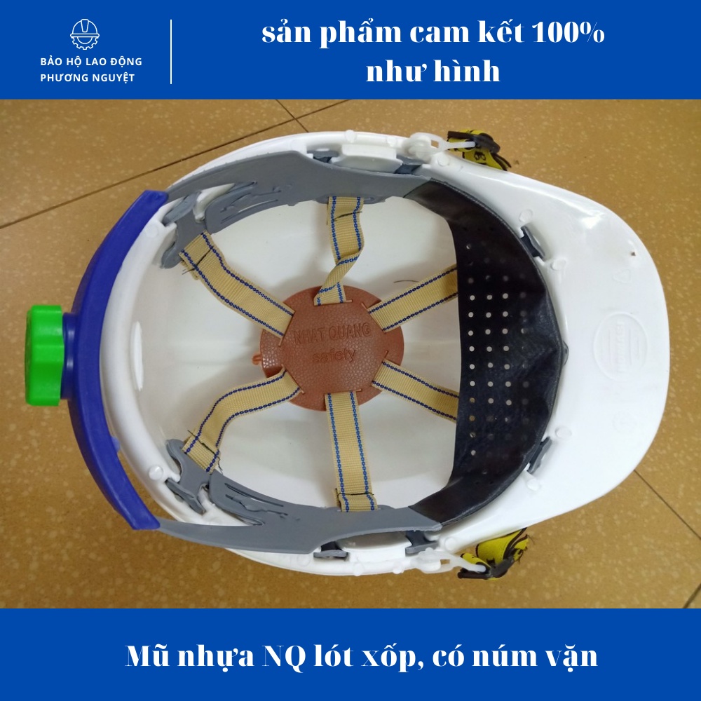 Mũ bảo hộ lao động công trường Nhật Quang, nón bảo hộ tránh va đập có lót xốp chịu nhiệt, có núm vặn vừa đầu
