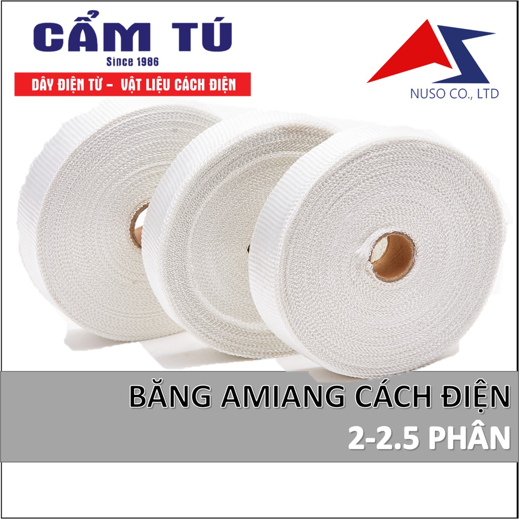 Băng aminan 2-2.5cm cách điện cách nhiệt cho máy sạc bình biến áp (băng amiang) (bán lẻ theo cuộn)