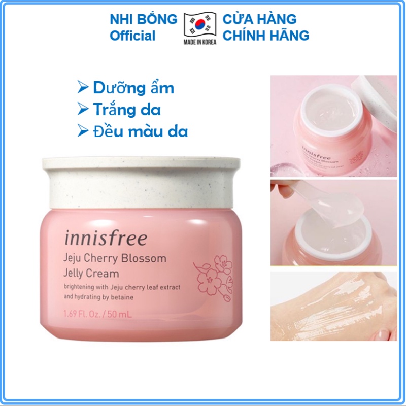 Kem dưỡng ẩm - Kem dưỡng da ban đêm từ hoa anh đào đảo Jeju innisfree Cherry Blossom Jelly Cream Hàn Quốc 50ml