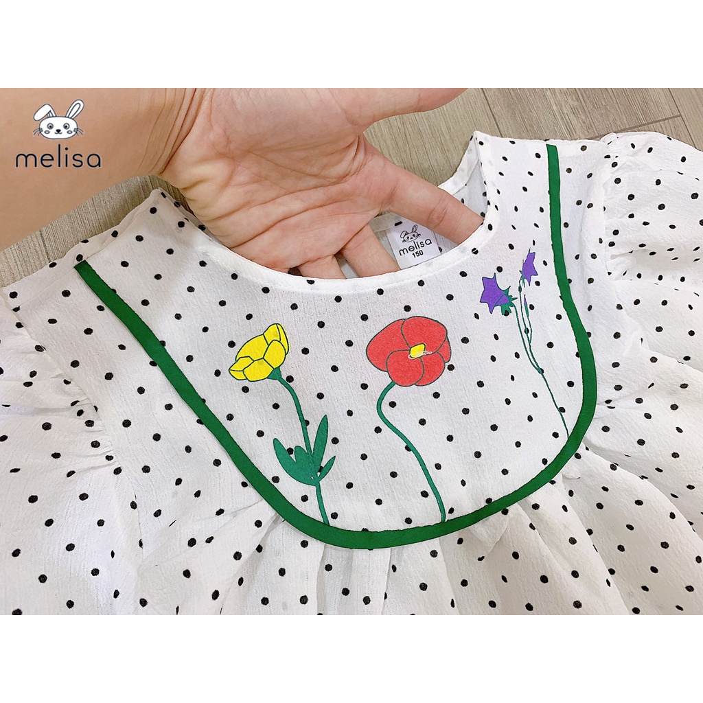 Đầm vải bé gái BIgbaby, chất thô hàn thoáng mát họa tiết chấm bi thêu hoa cho bé 10-24kg 13655