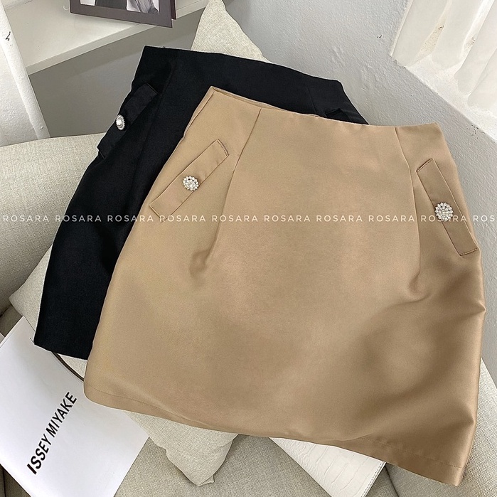 Chân Váy Tafta Thiết Kế Dáng Chữ A Đứng Form Phối Ngọc Tiểu Thư Sang Chảnh CV2 ROSARA